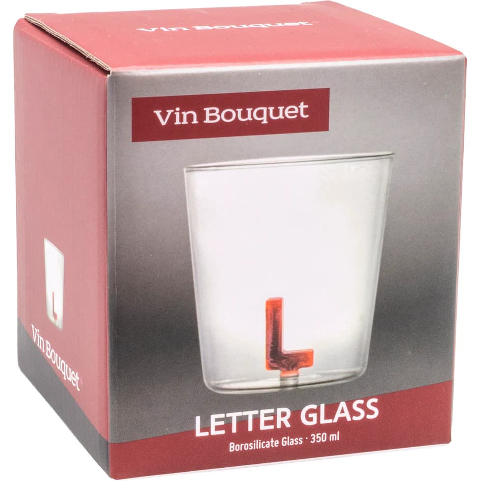 Vin Bouquet Стъклена чаша с декорация БУКВА L - 350 мл. - снимка 2