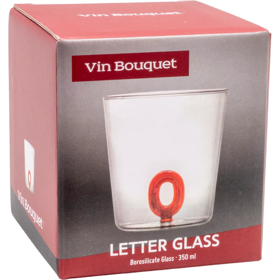Vin Bouquet Стъклена чаша с декорация БУКВА O - 350 мл. - снимка 2