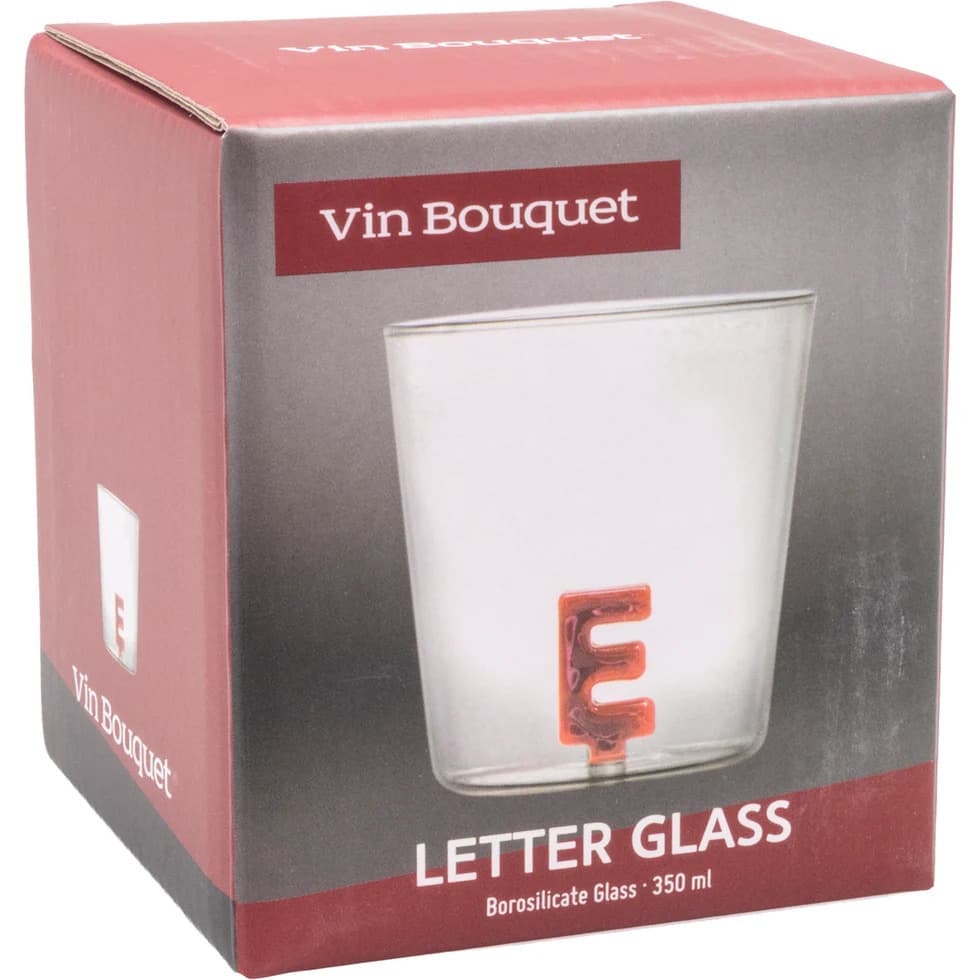 Vin Bouquet Стъклена чаша с декорация БУКВА E - 350 мл. - снимка 2