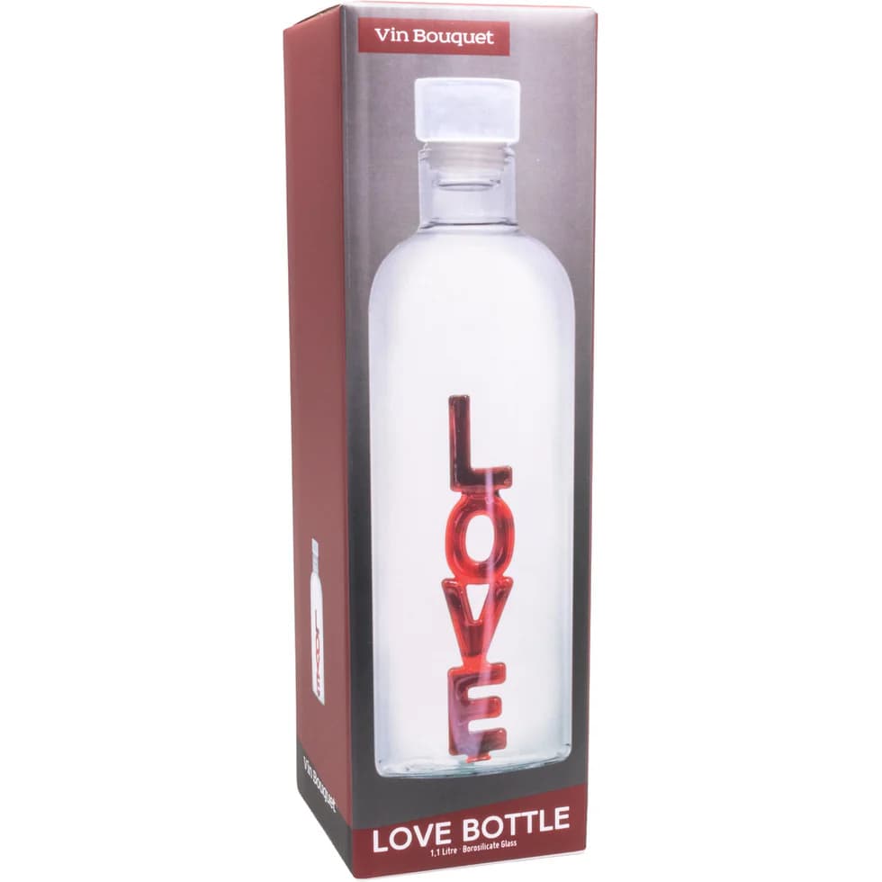 Vin Bouquet Стъклена бутилка с декорация LOVE - 1,1 л. - снимка 2