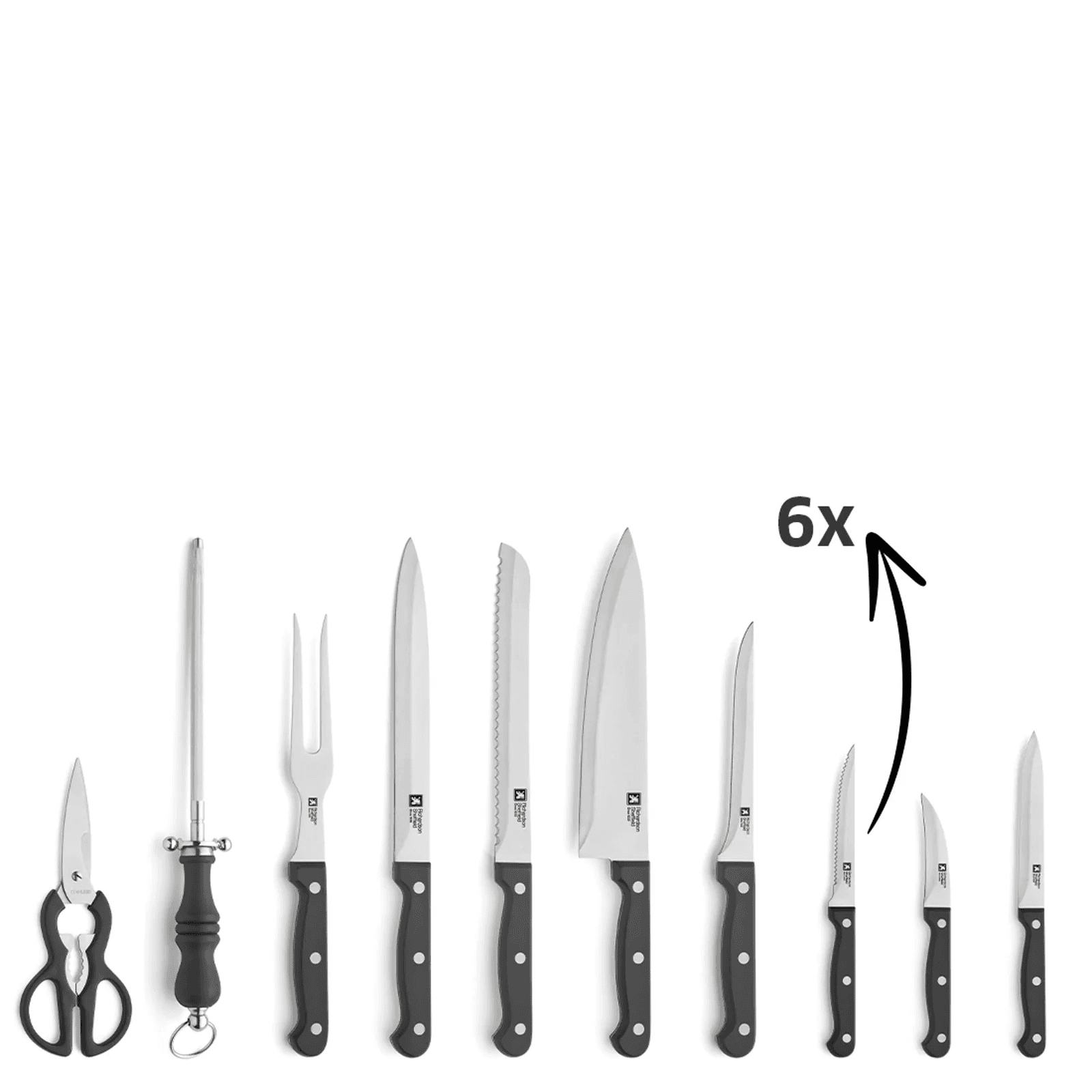 Richardson Sheffield Комплект ножове ARTISAN 15 бр. в дървен блок - черен - снимка 3