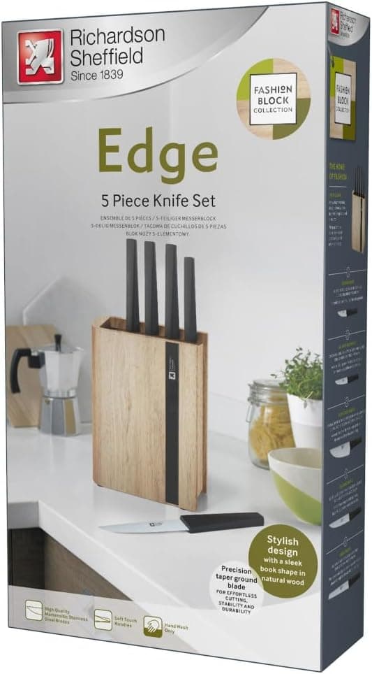 Richardson Sheffield Комплект ножове EDGE 5 бр. в дървен блок - снимка 3