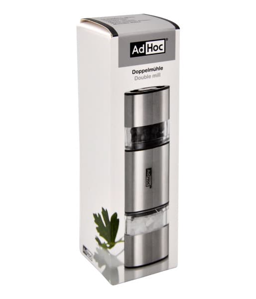 AdHoc Двойна мелничка за сол и пипер DuoMill Mini - 11 см - стомана - снимка 3