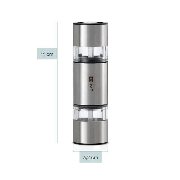AdHoc Двойна мелничка за сол и пипер DuoMill Mini - 11 см - стомана - снимка 5