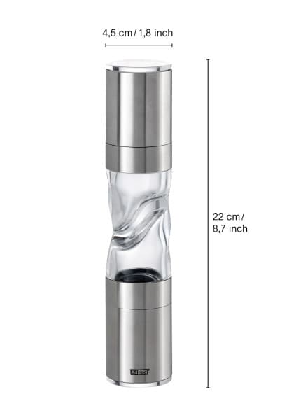 AdHoc Двойна мелничка за сол и пипер DuoMill Pure - 22 см. - стомана - снимка 4