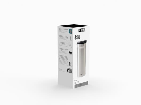 AdHoc Двустенна термочаша с вакуумна изолация Pulse - 500 мл. - цвят инокс - снимка 4