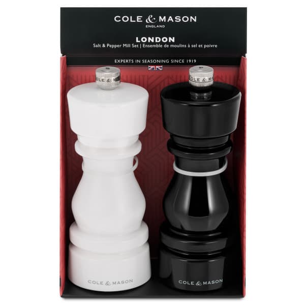 COLE & MASON Комплект мелнички за сол и пипер LONDON - 15 см - черна и бяла - снимка 2