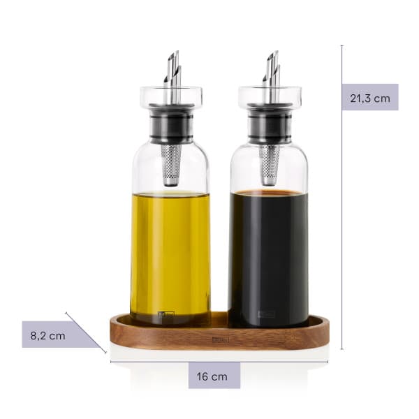 AdHoc Комплект за олио и оцет с дървена поставка AromaPour - снимка 4
