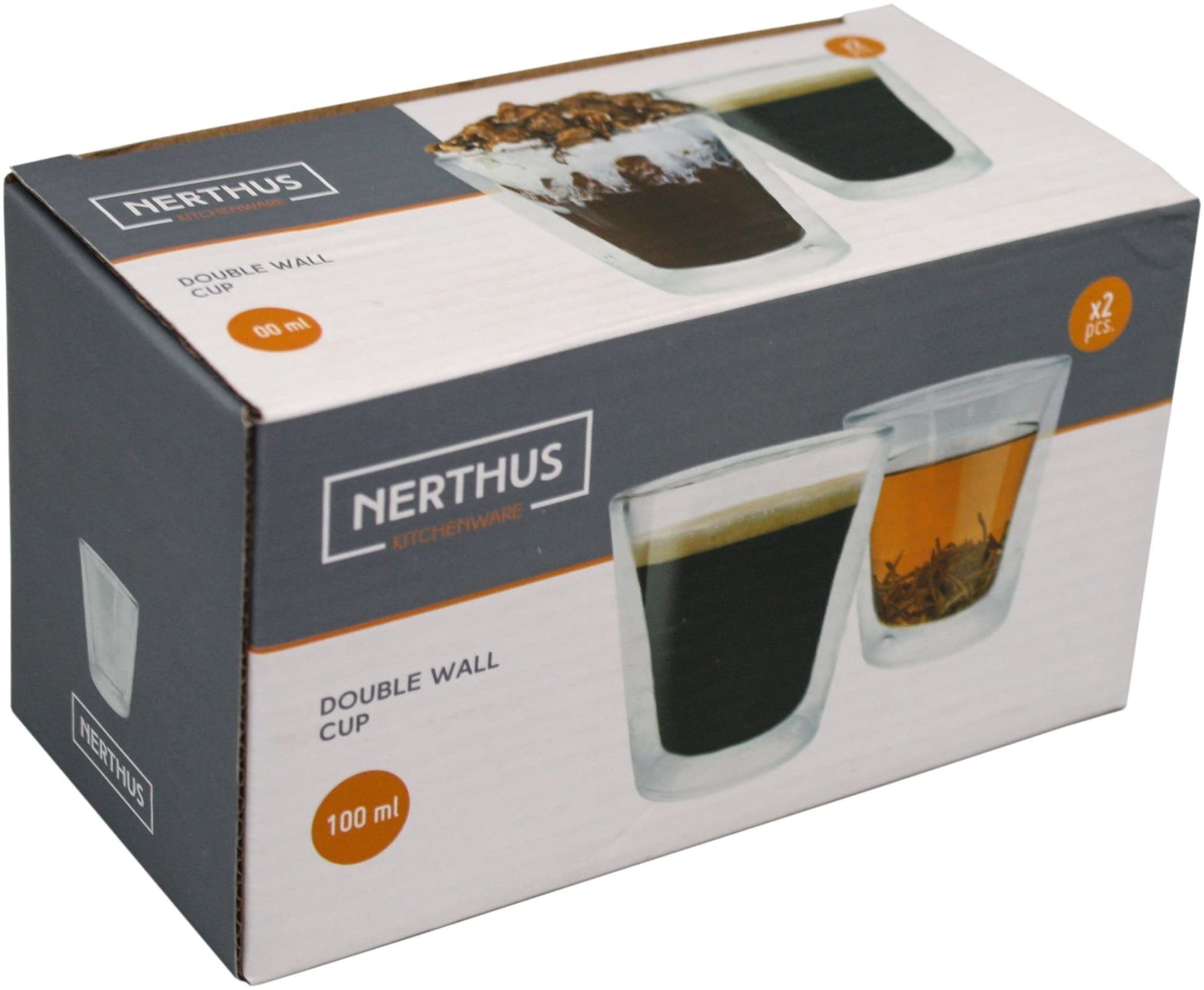 Nerthus Комплект от  2 бр. двустенни стъклени чаши –  100 мл.