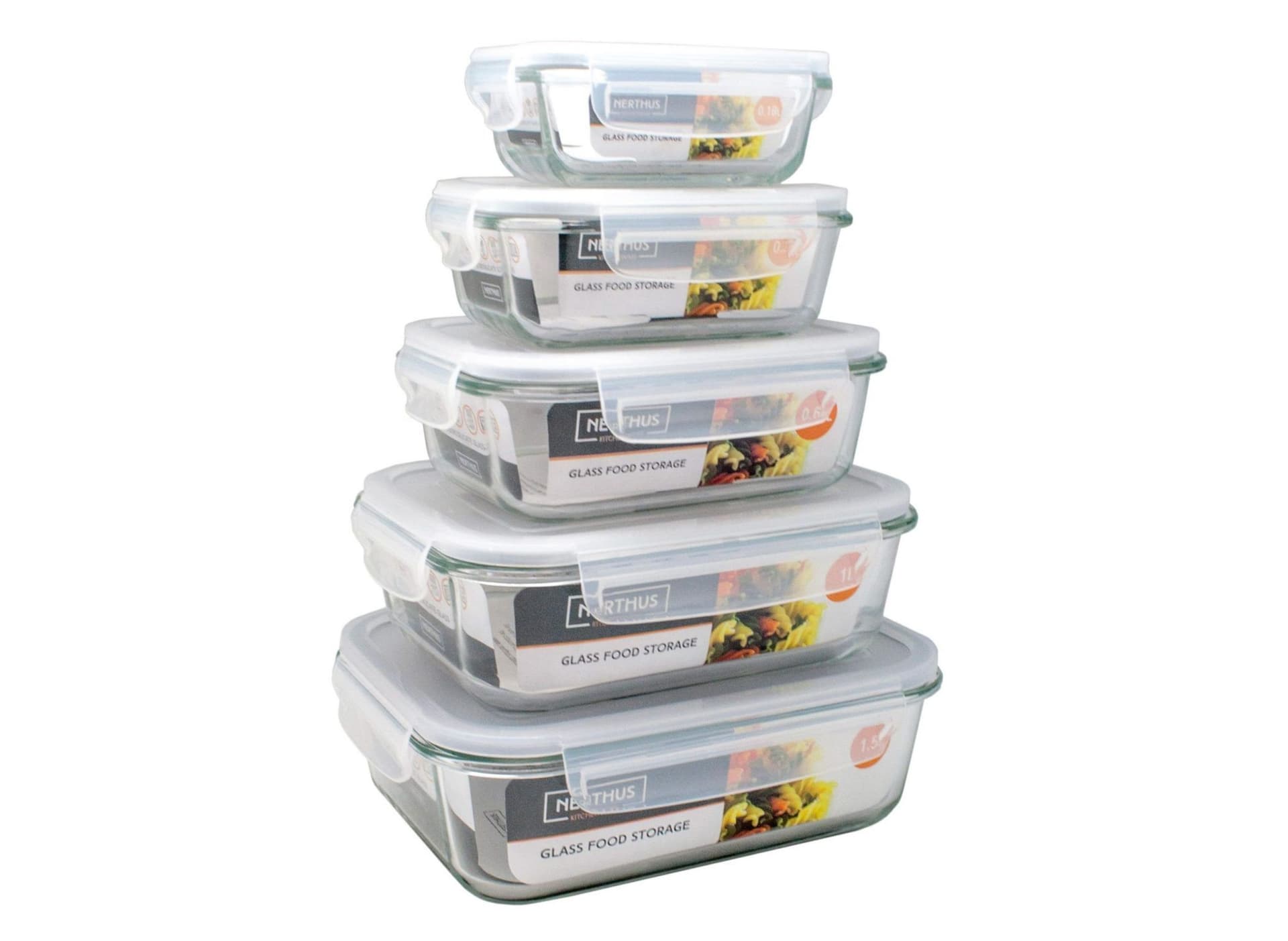 Nerthus Стъклена кутия за храна с херметическо затваряне – 1,5 л.