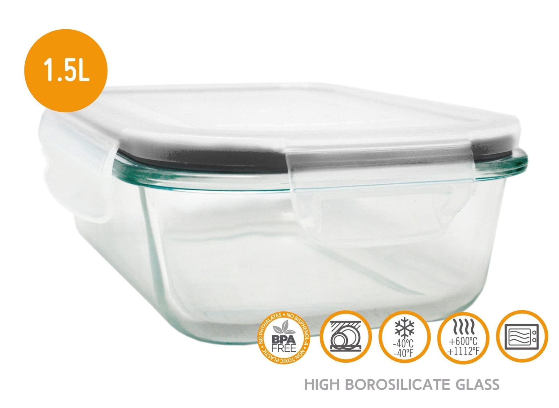 Nerthus Стъклена кутия за храна с херметическо затваряне – 1,5 л.