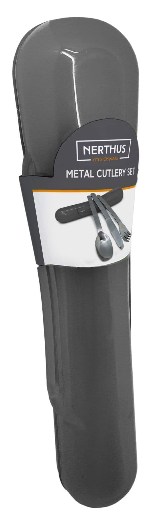 Nerthus Комплект от 3 бр. стоманени прибори за хранене в кутия