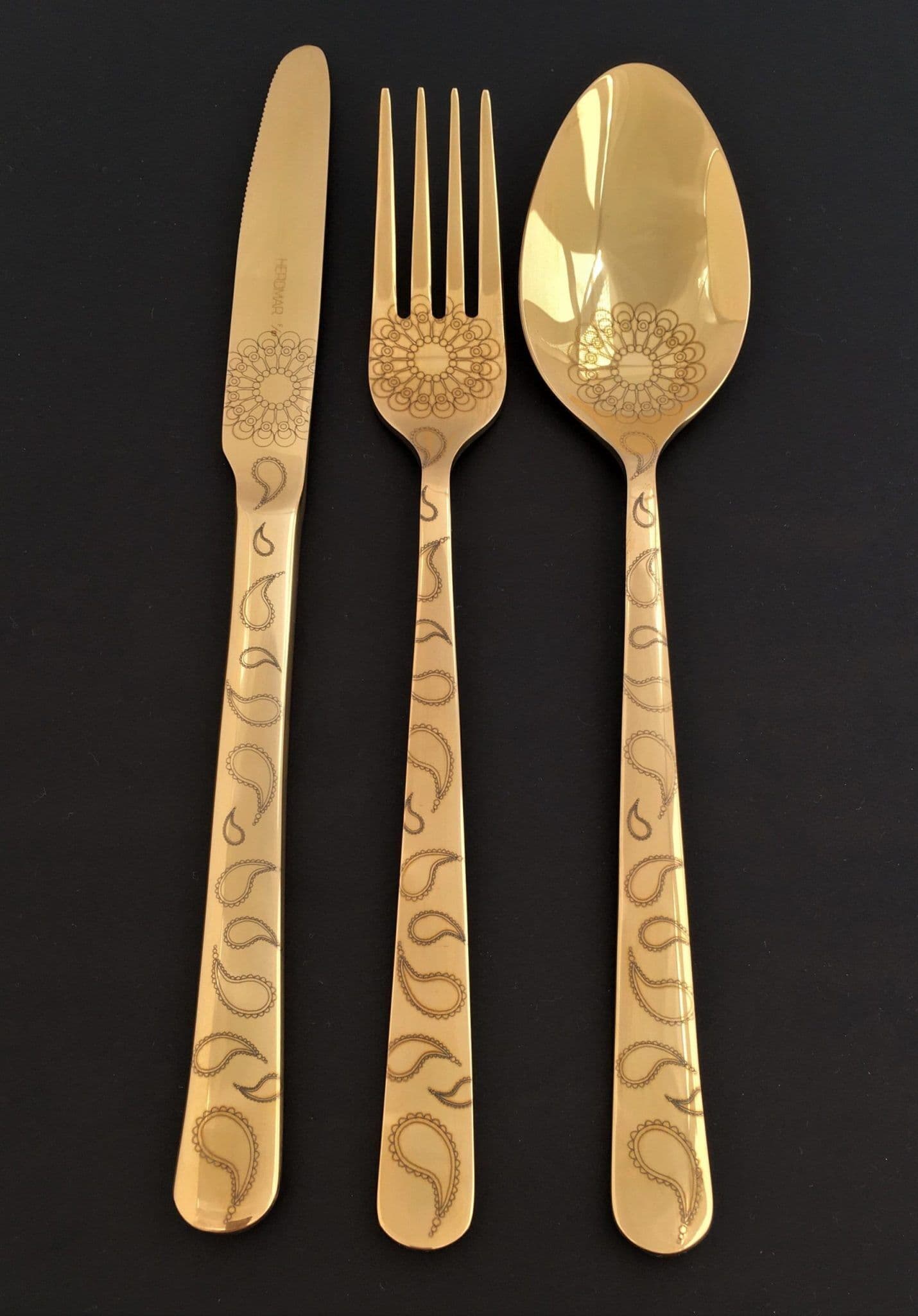 HERDMAR Комплект прибори за хранене “OSLO № 5″ – 36 части – позлатени, гравирани