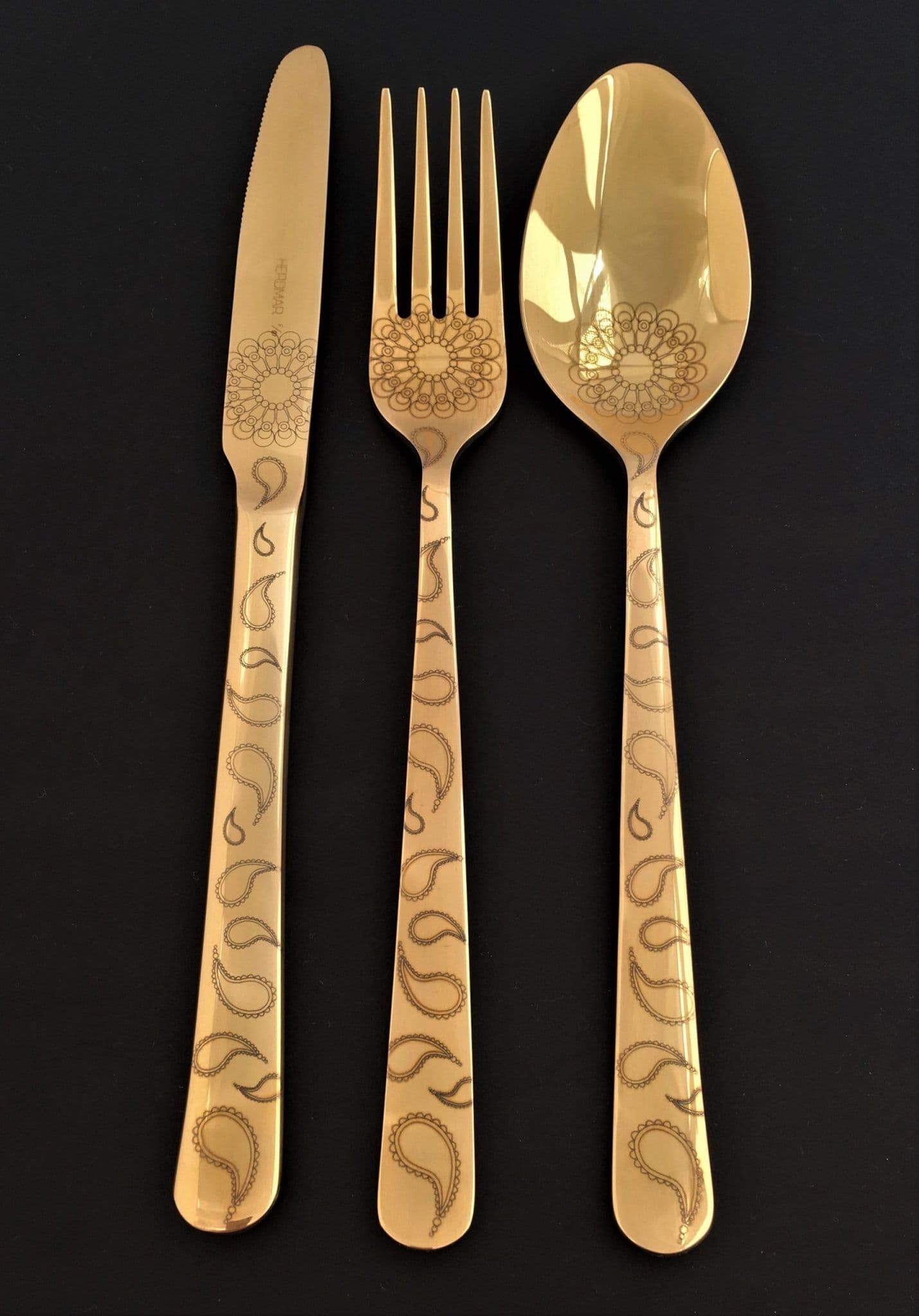 HERDMAR Комплект прибори за хранене “OSLO № 5″ – 36 части – позлатени, гравирани