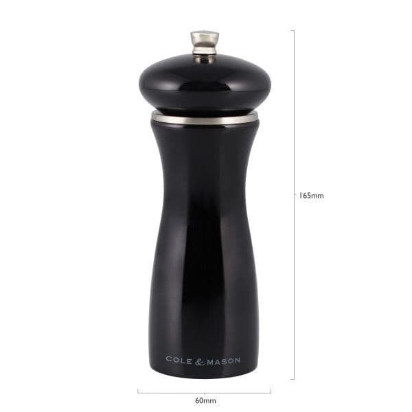 COLE&MASON Мелничка за сол “SHERWOOD BLACK GLOSS“ – 16,5 см. – цвят черен