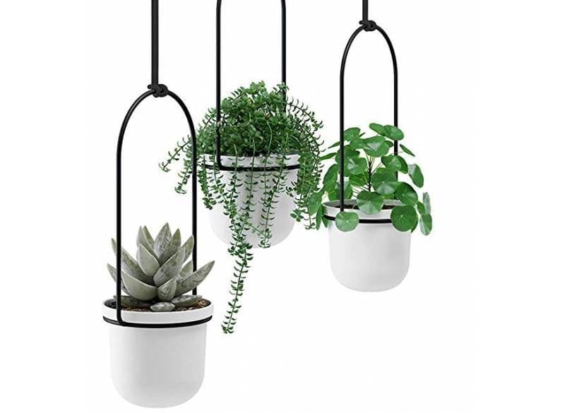 UMBRA Комплект от 3 бр висящи саксии / кашпи “TRIFLORA“ – цвят бял/черен