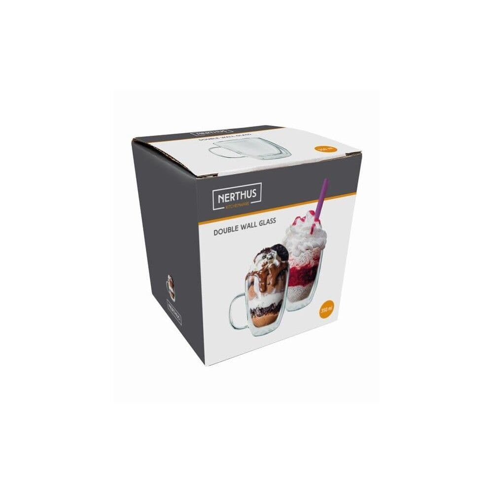 Nerthus Двустенна стъклена чаша с дръжка – 350 мл.