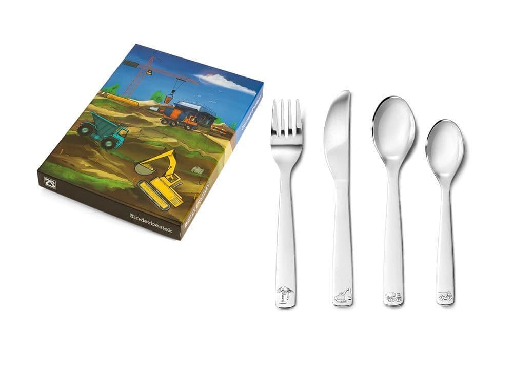 ZILVERSTAD Комплект детски прибори за хранене “Строителни машини“ - 4 части