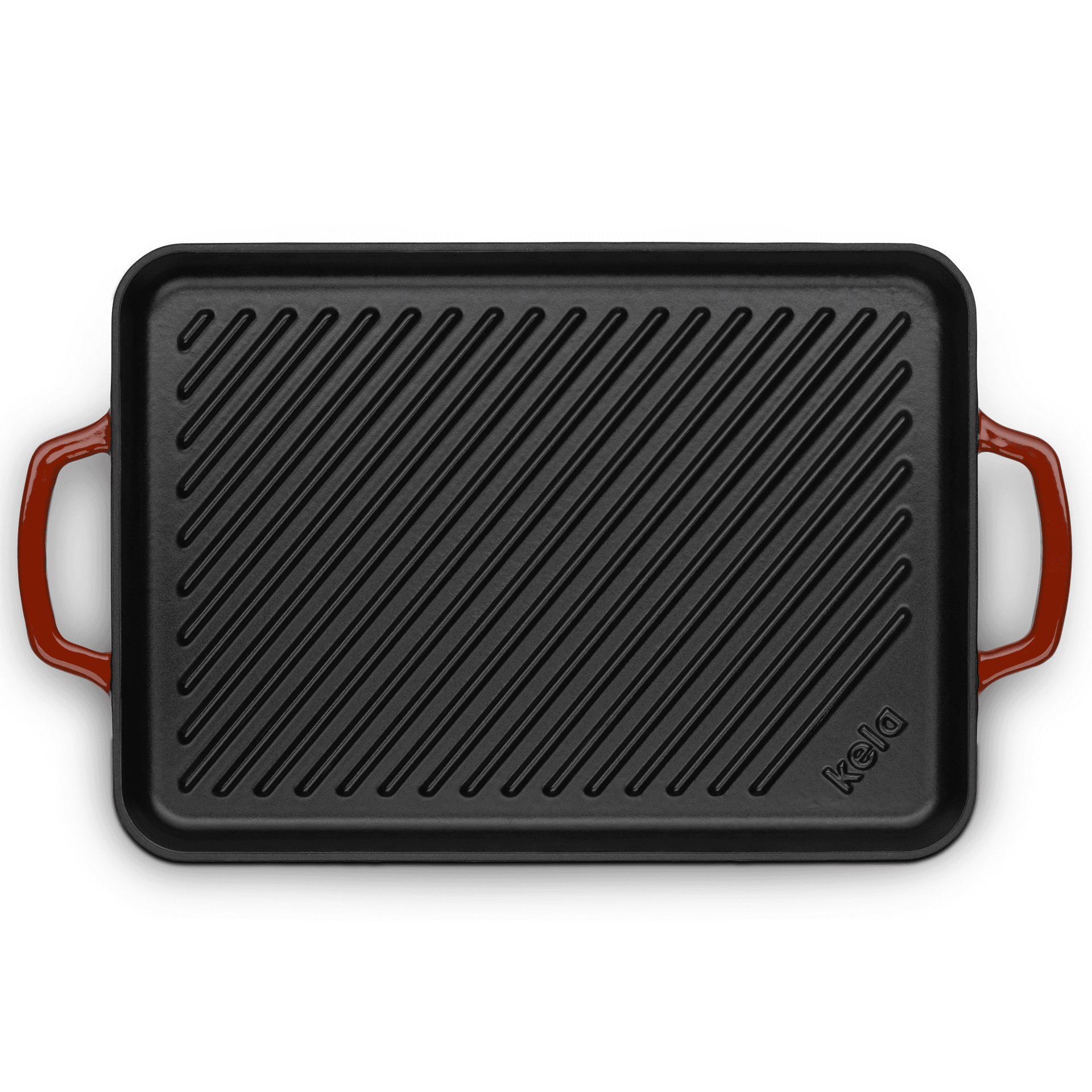 KELA Чугунена оребрена плоча за печене “Calido“- 35х25 см. – червена