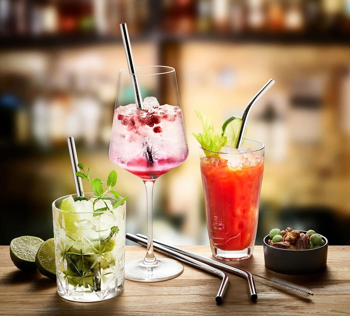 GEFU Сет от 4 броя стоманени сламки “FUTURE“ – 18 см.