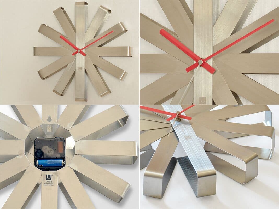 UMBRA Стенен часовник “RIBBON“ – цвят инокс