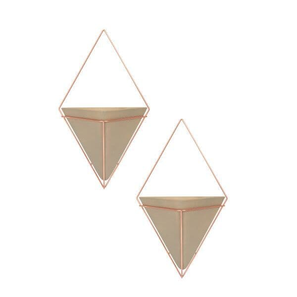 UMBRA Комплект декорация за стена “TRIGG“ – 2 части – цвят пясъчно сиво / медно