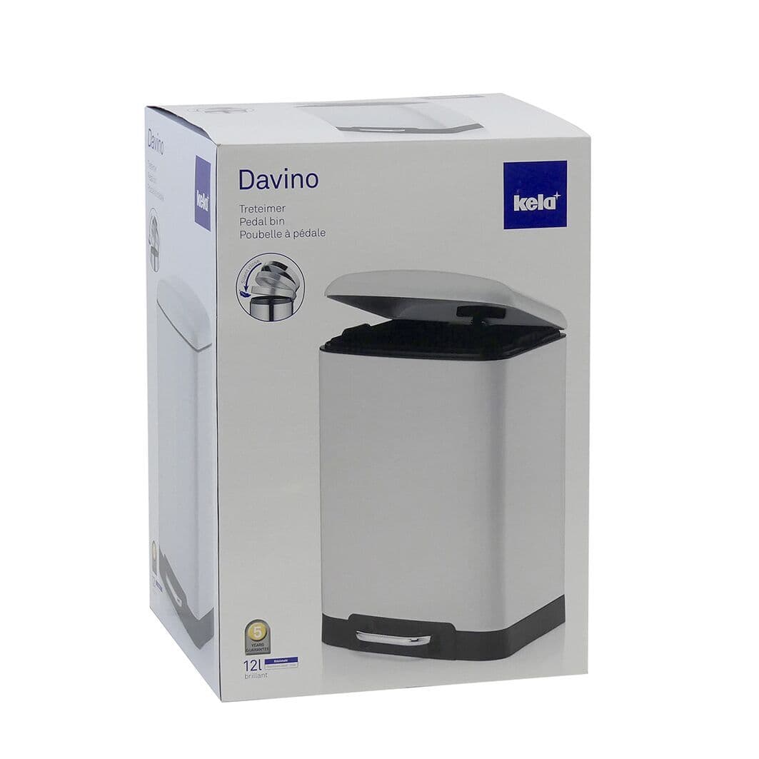 KELA Кош за отпадъци с педал “Davino“ – бял – 30 л.