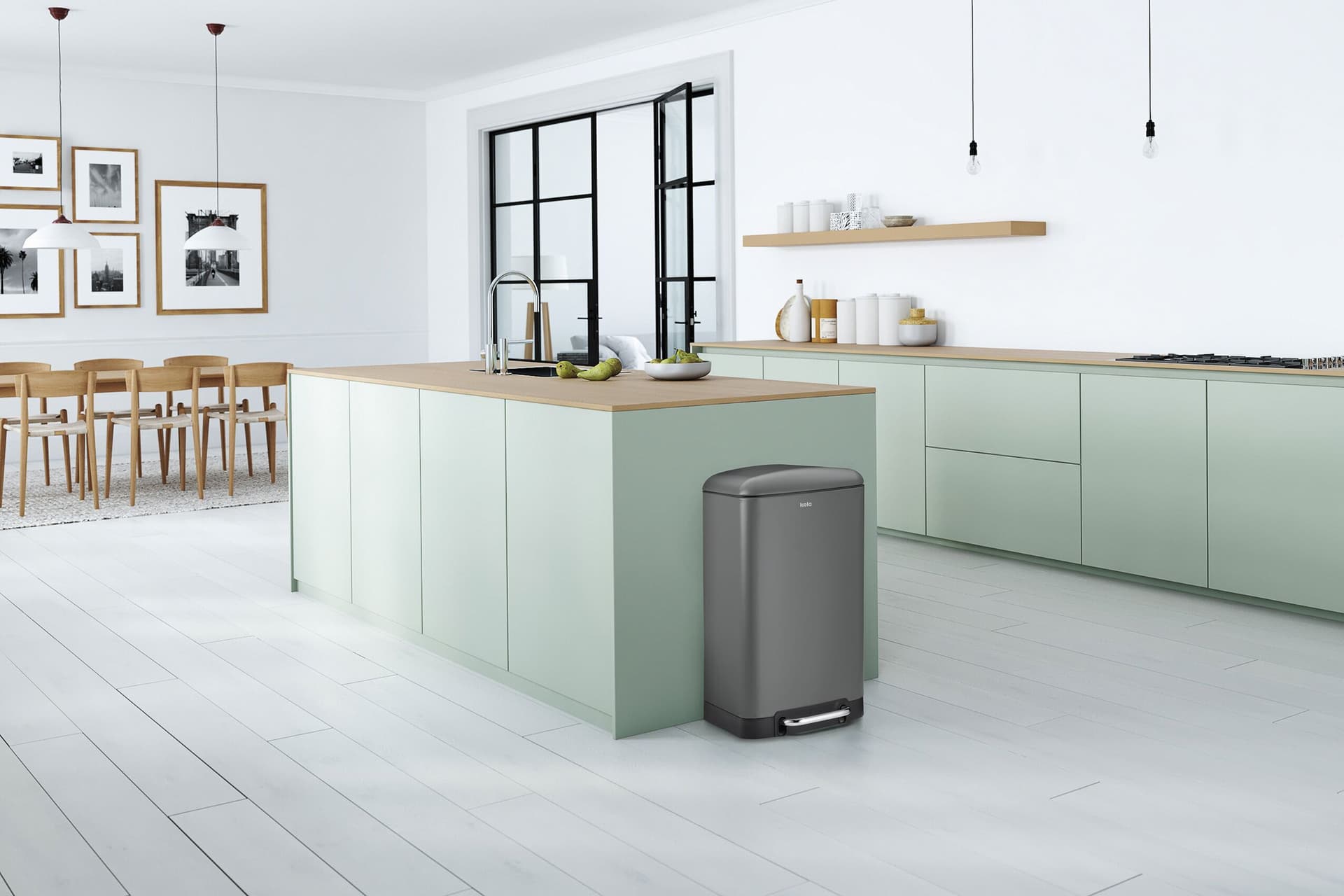 KELA Кош за отпадъци с педал “Davino“ – сив мат – 30 л.