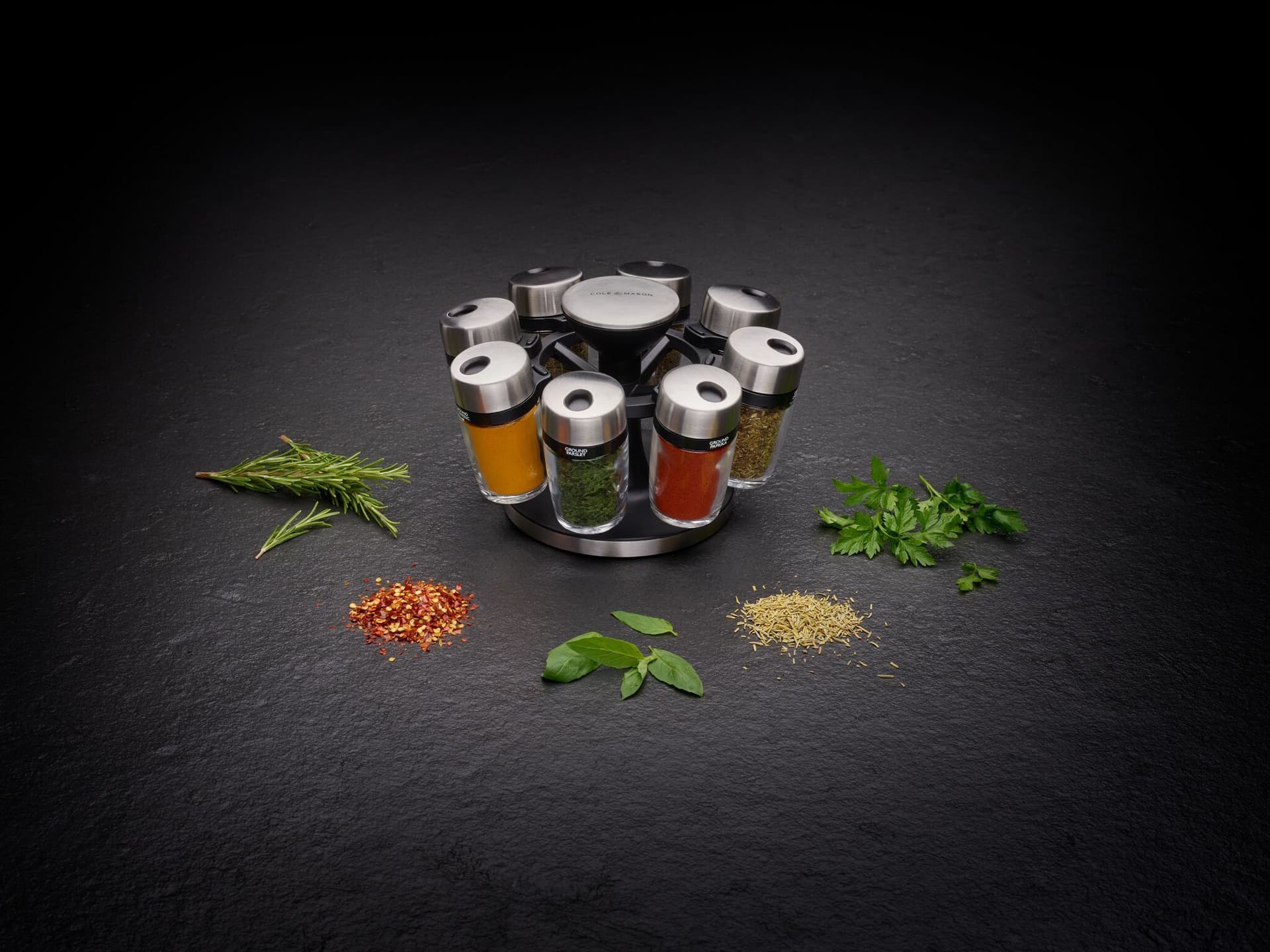 COLE & MASON Комплект за подправки “HERB & SPICE“ – 8 части + стойка