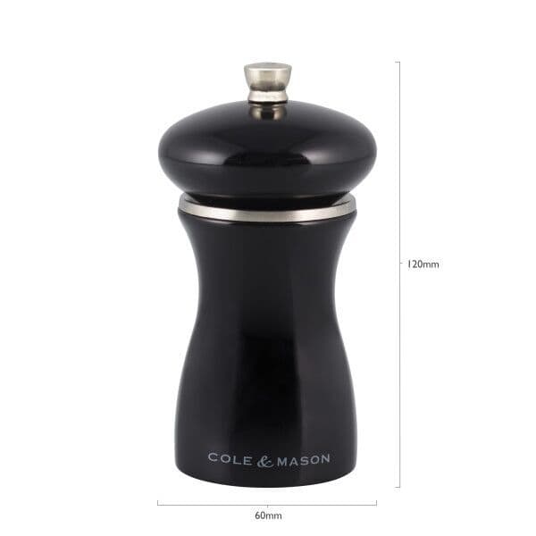 COLE&MASON Мелничка за сол “SHERWOOD BLACK GLOSS“ – 12 см. – цвят черен