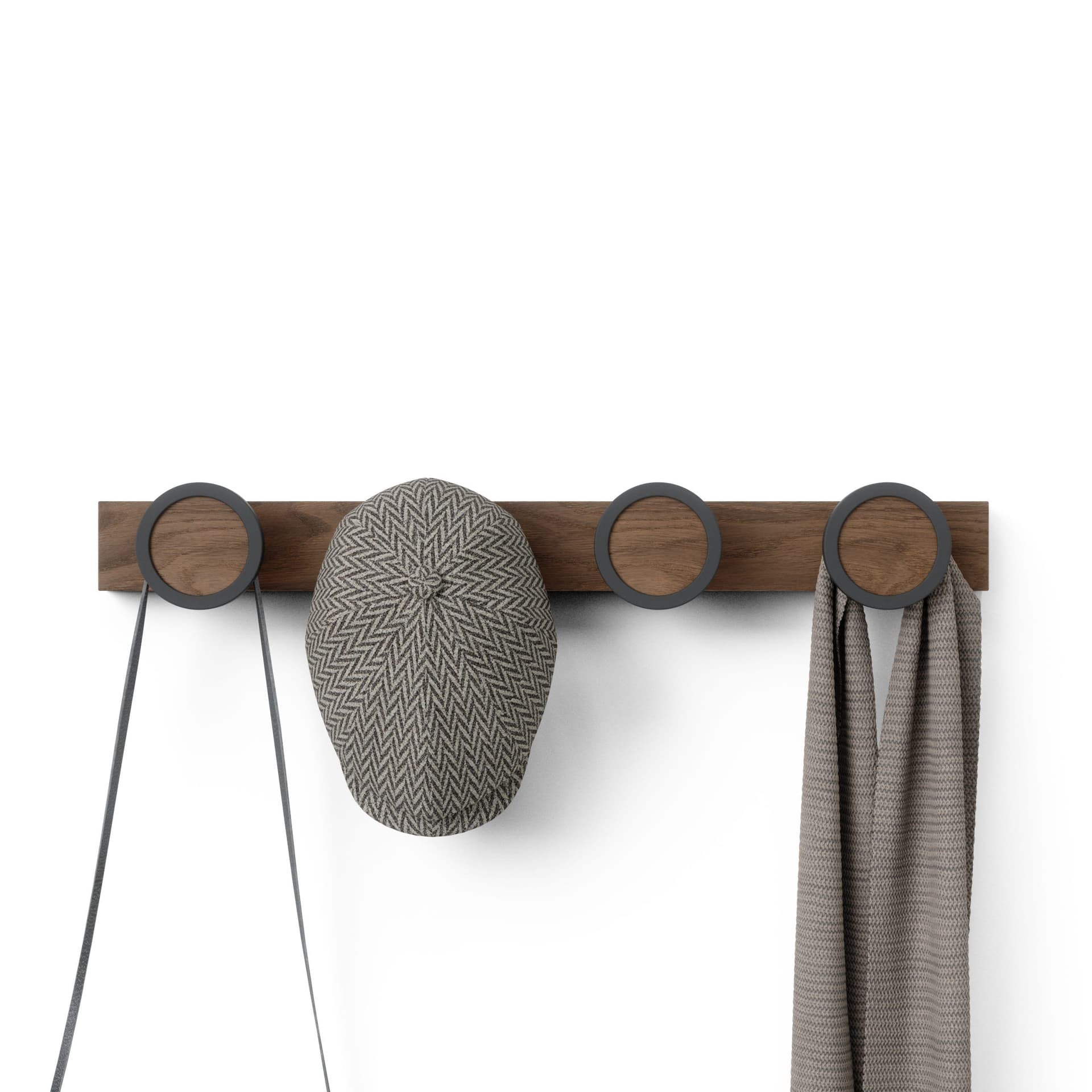 UMBRA Закачалка с 4бр.куки “HUB“ – цвят черен / орех