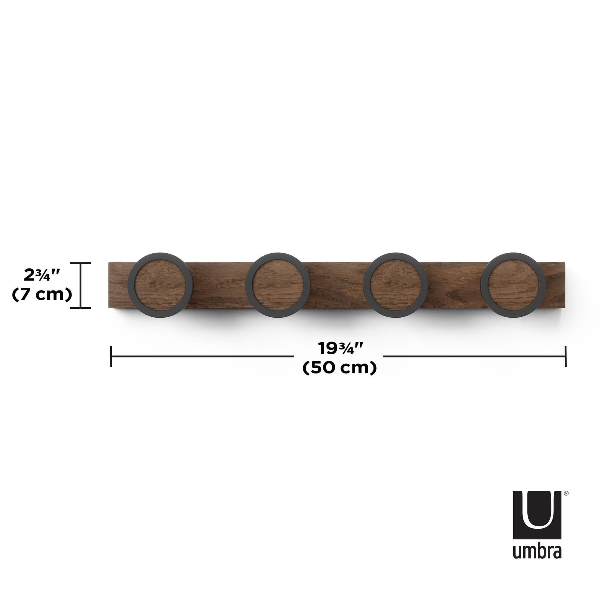 UMBRA Закачалка с 4бр.куки “HUB“ – цвят черен / орех
