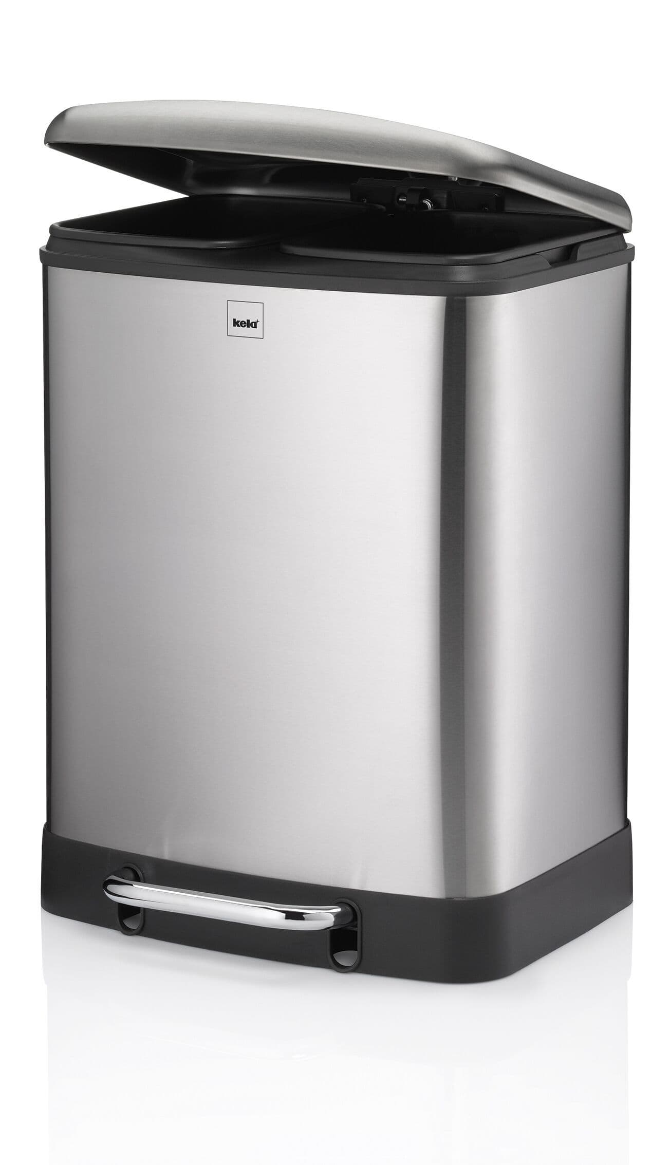 KELA Кош за разделно събиране на отпадъци с педал “Davino“ – неръждаема стомана мат – 2х12 л.