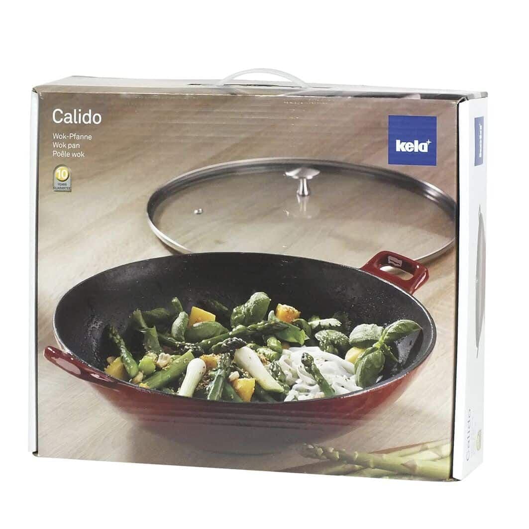 KELA Чугунен уок със стъклен капак “Calido“ – Ø 36 см. – червен