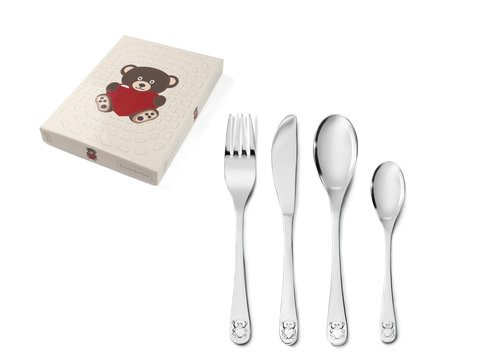 ZILVERSTAD Комплект детски прибори за хранене “Мече“ – 4 части