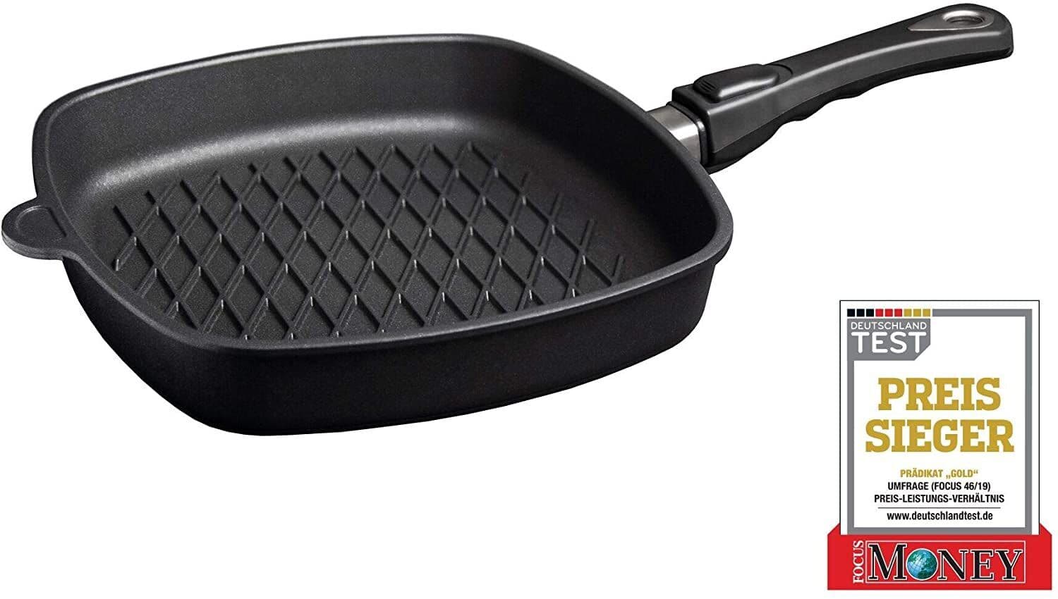 AMT Gastroguss Тиган барбекю – 28 х 28 см, височина 5 см, с мобилна дръжка