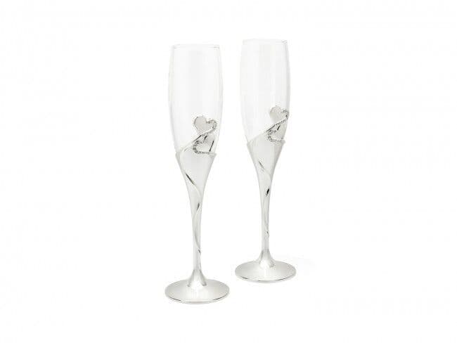 ZILVERSTAD Подаръчен сет чаши за шампанско със сребърно покритие “Heart“ – 2 броя