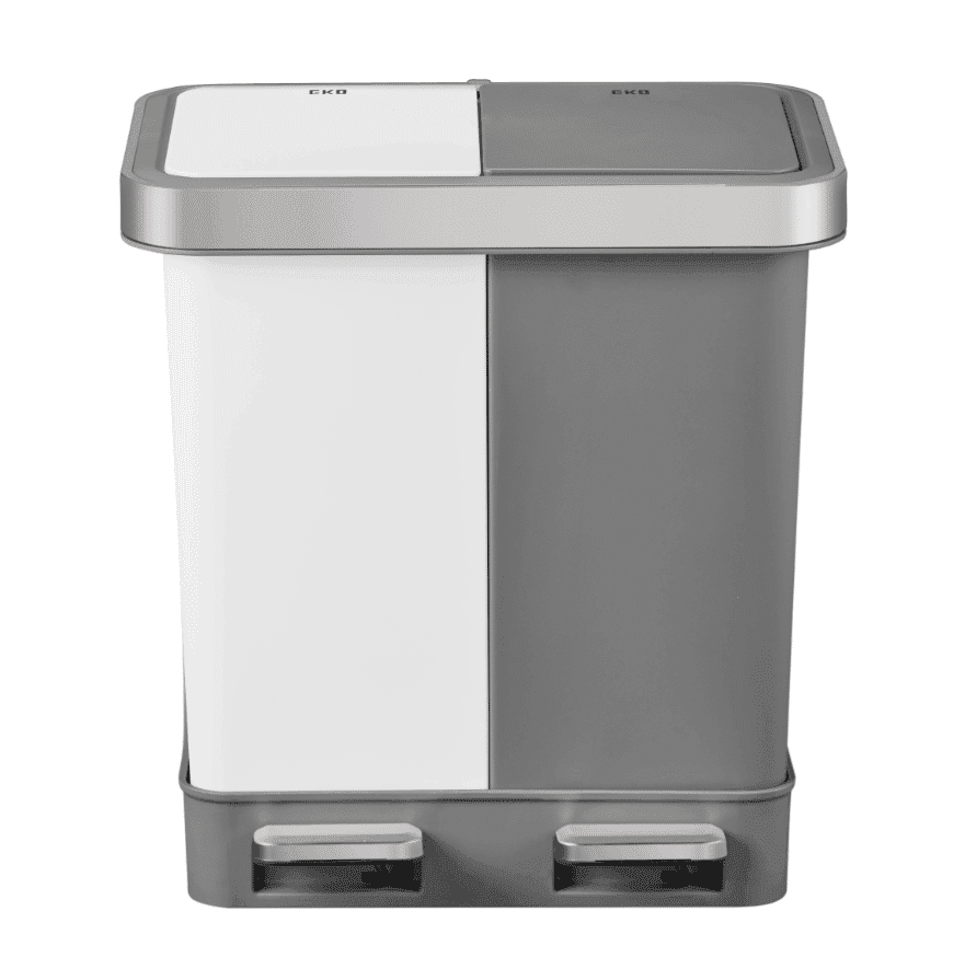 EKO Кош за разделно събиране на отпадъци с 2 педала “HANA DUO“ - бял/сив - 2 х 10 л.