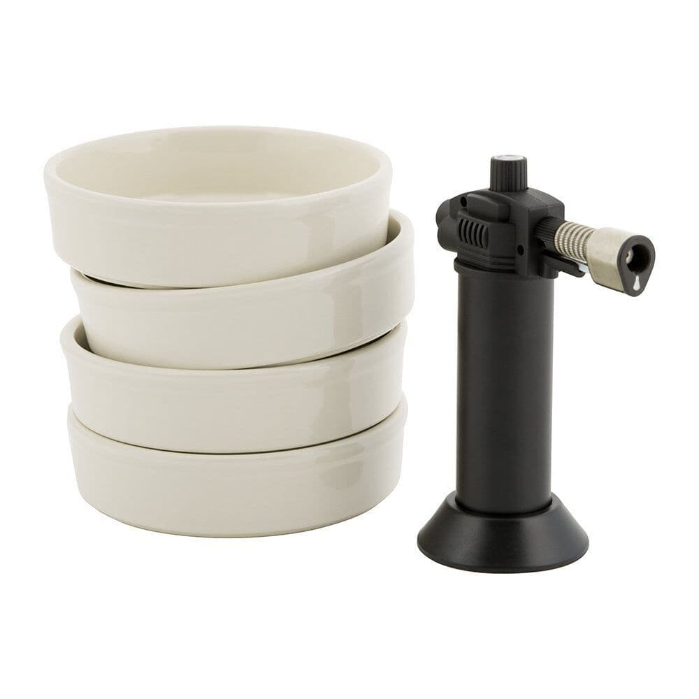 EMILE HENRY Подаръчен сет за крем брюле с горелка – цвят екрю