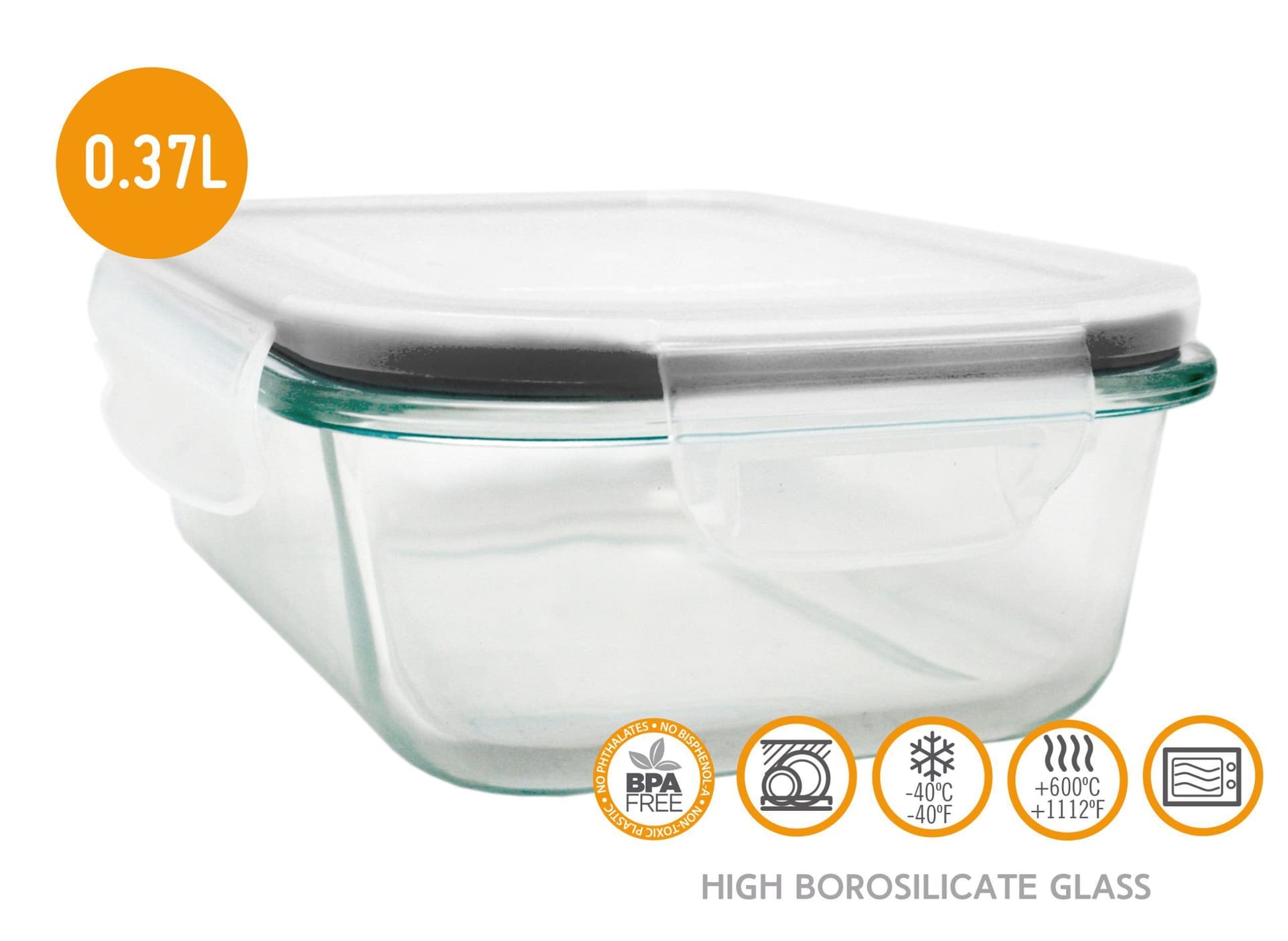 Nerthus Стъклена кутия за храна с херметическо затваряне – 370 мл.