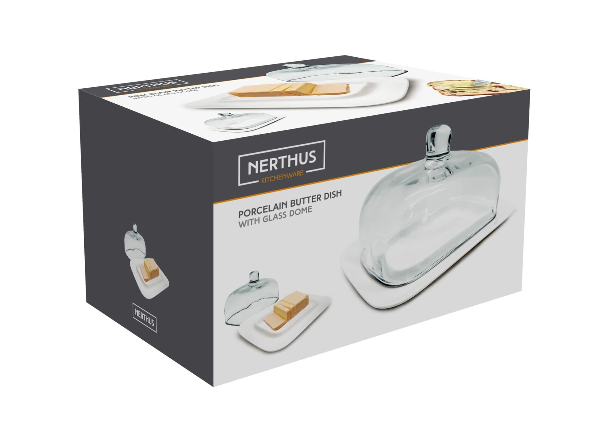 Nerthus Порцеланов съд за масло със стъклен капак