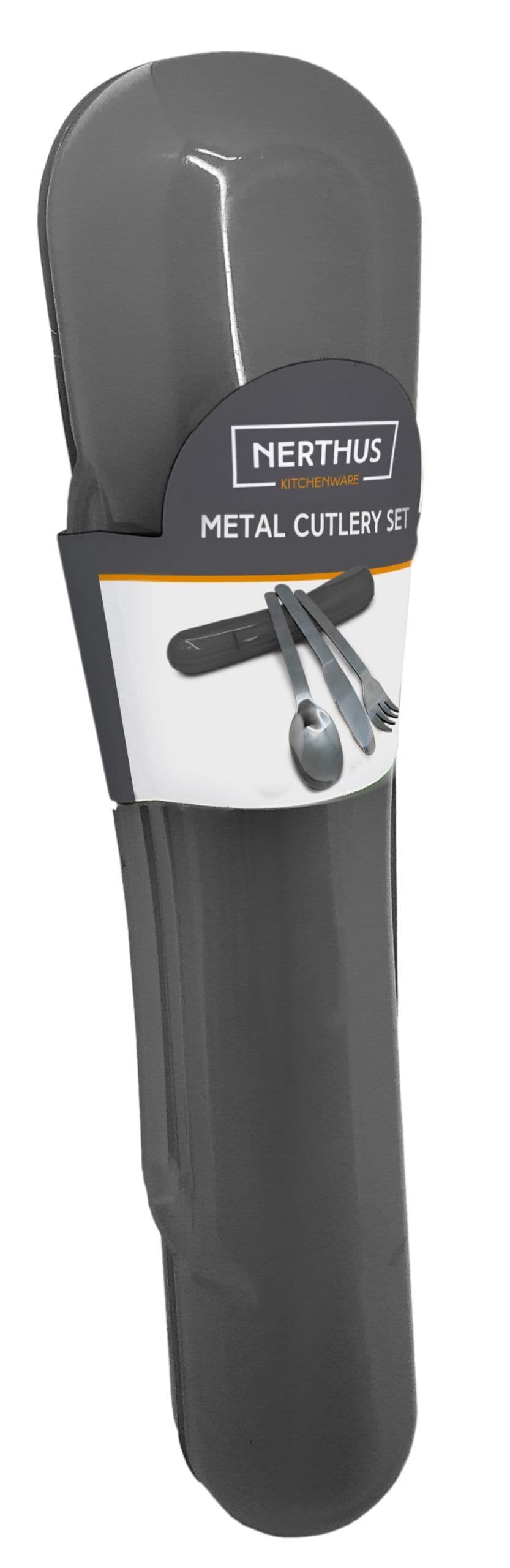 Nerthus Комплект от 3 бр. стоманени прибори за хранене в кутия
