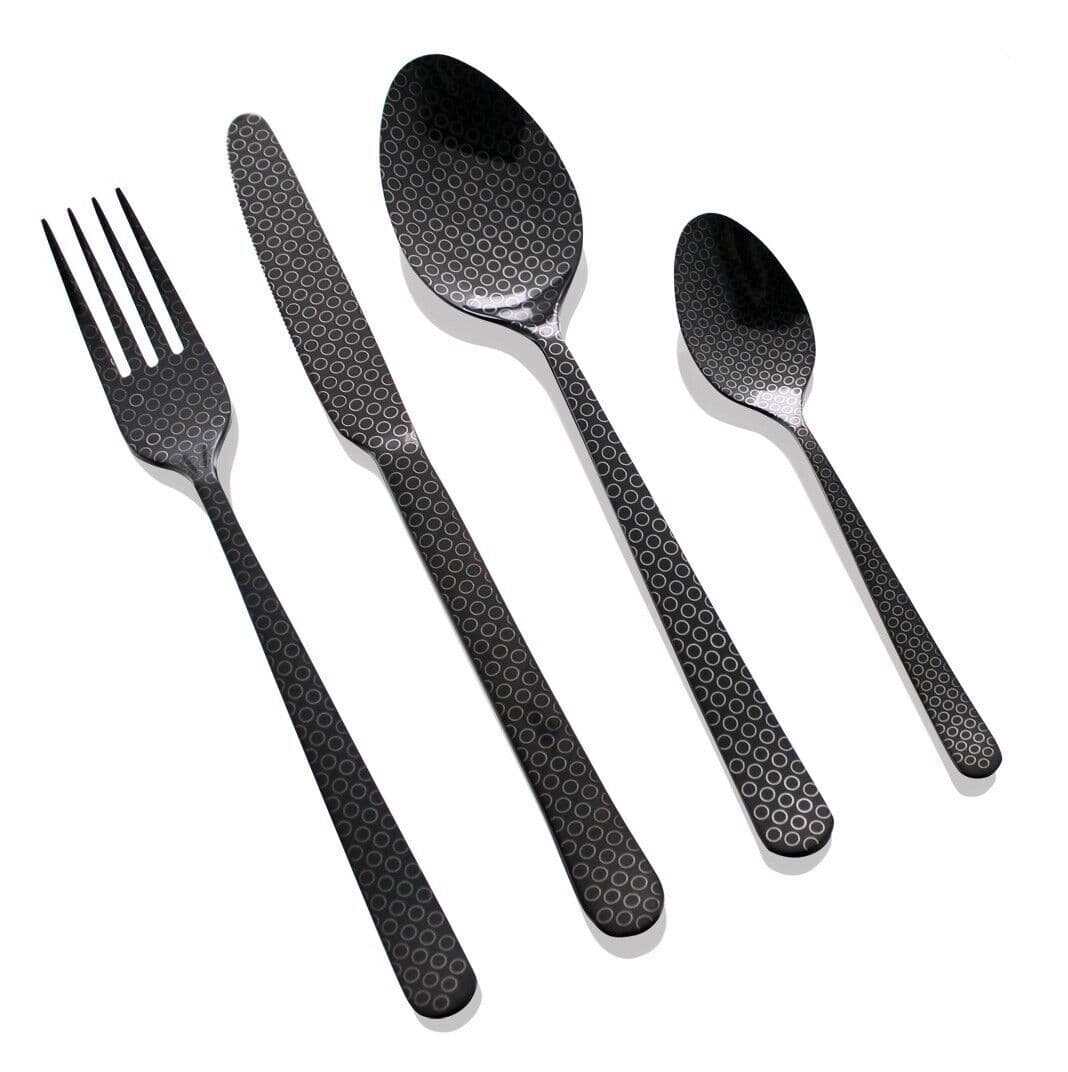 HERDMAR Комплект прибори за хранене “OSLO № 12“ – 36 части – PVD покритие черен мат, гравиран