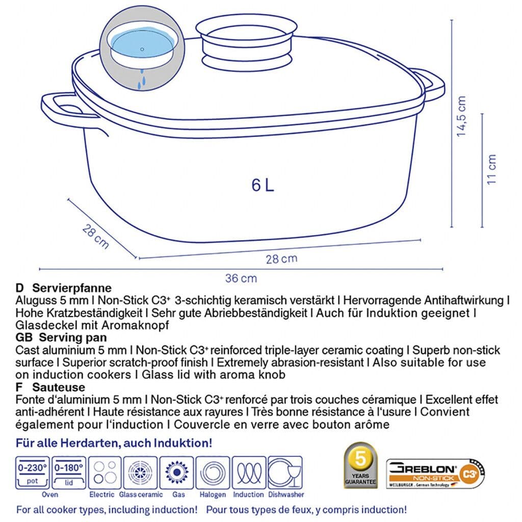 KELA Квадратна тенджера със стъклен капак “Kerros“ – 28х28 см.