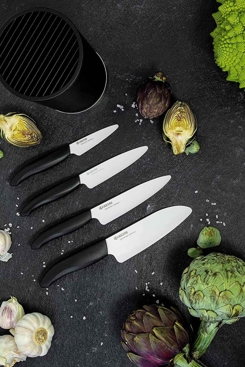 KYOCERA Комплект 4бр керамични ножове серия „GEN“ + блок за ножове