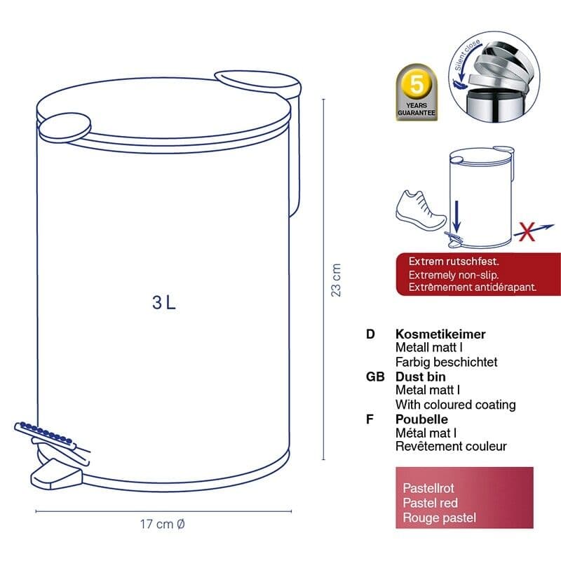 KELA Кош за отпадъци с педал “Mats“ – бежов – 3 л.