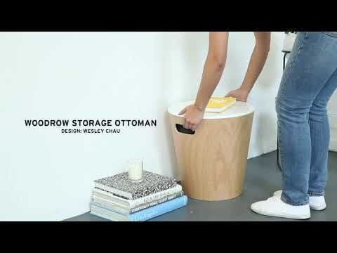 UMBRA  Дървена табуретка с място за съхранение “WOODROW“ – цвят бял / натурален