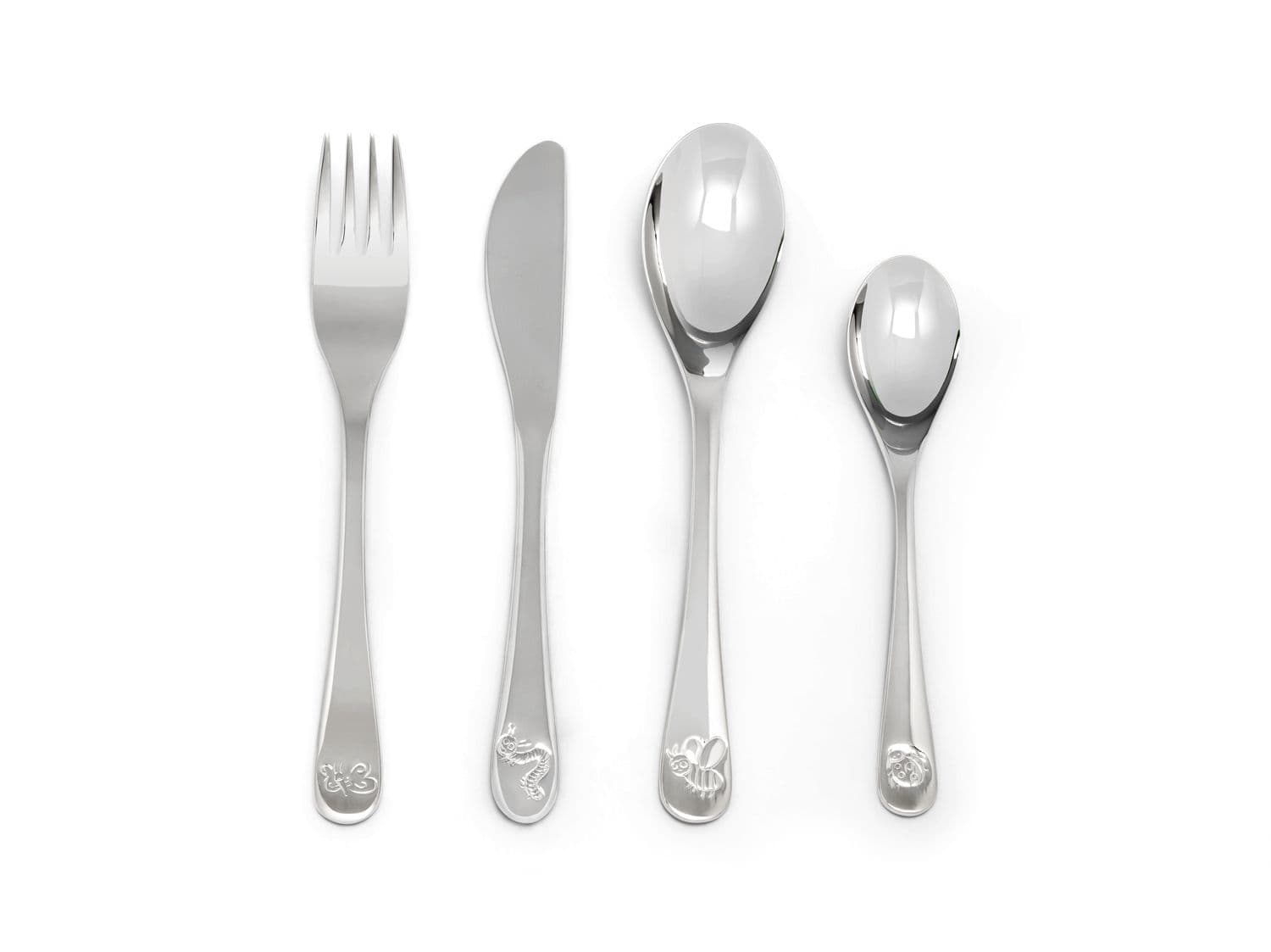 ZILVERSTAD Комплект стоманени детски прибори за хранене “Nature friends“ – 4 части