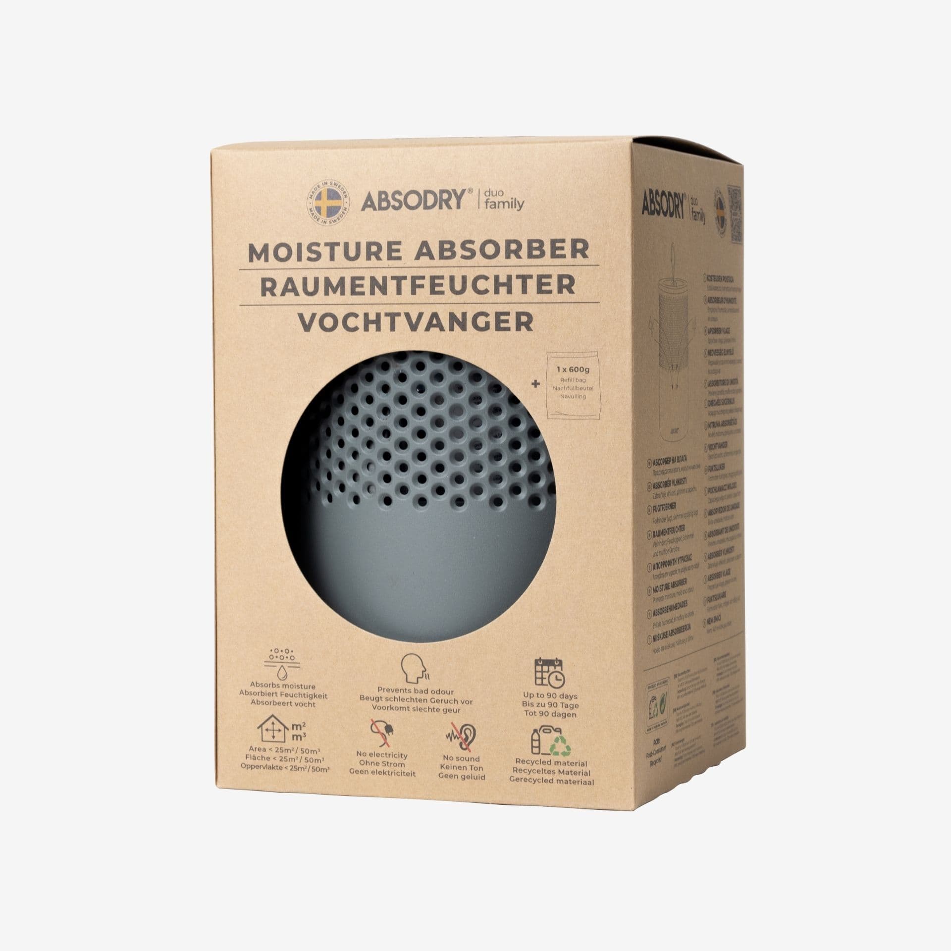 ABSODRY Влагоабсорбатор DUO FAMILY с торбичка – цвят сив