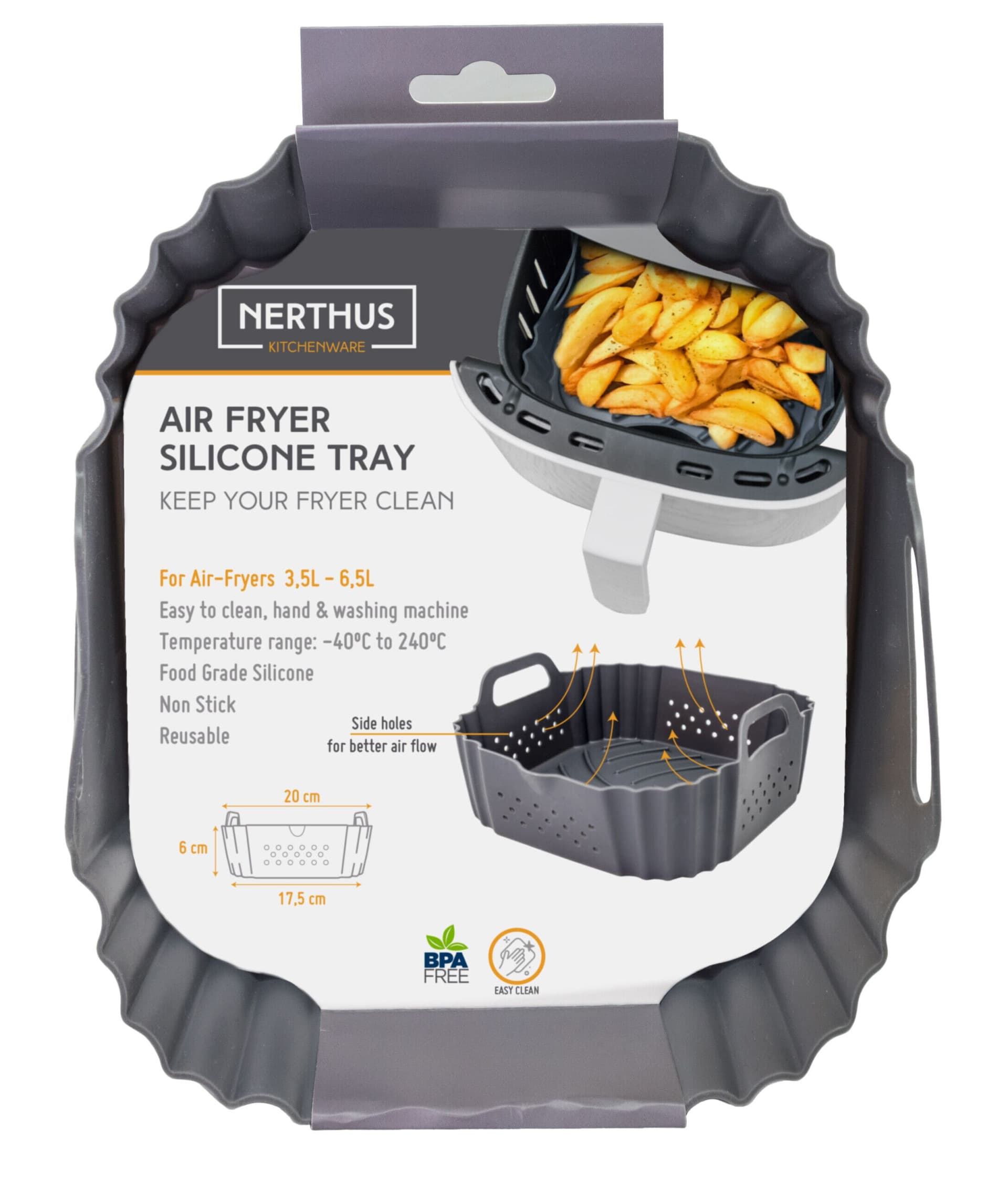 Nerthus Перфорирана силиконова кошница за AIR FRYER